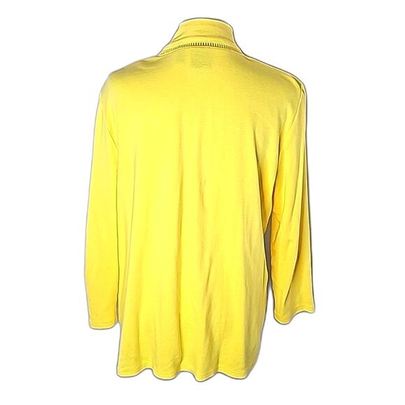 Raffaello Open Cardigan, Yellow with Open Stitch trim/pockets, Size L - Picture 5 of 7